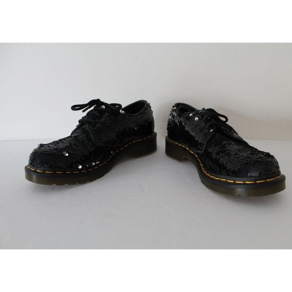 Dr. Martens 1461 Sequin Shoes Black Silver Size 7 - Picture 6 of 9